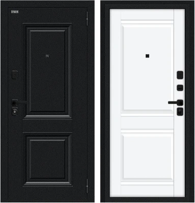 Дверь Браво Некст МФ/SBlack Букле черное/White Silk